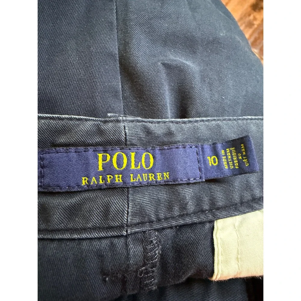 Polo Ralph Lauren‎ Boys Navy Blue Chino Shorts Size 10 Cotton Twill Pony Logo